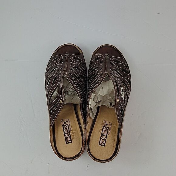 Pikolinos Capri CutOut Leather Comfort Wedge Women's Mule - Picture 12 of 14